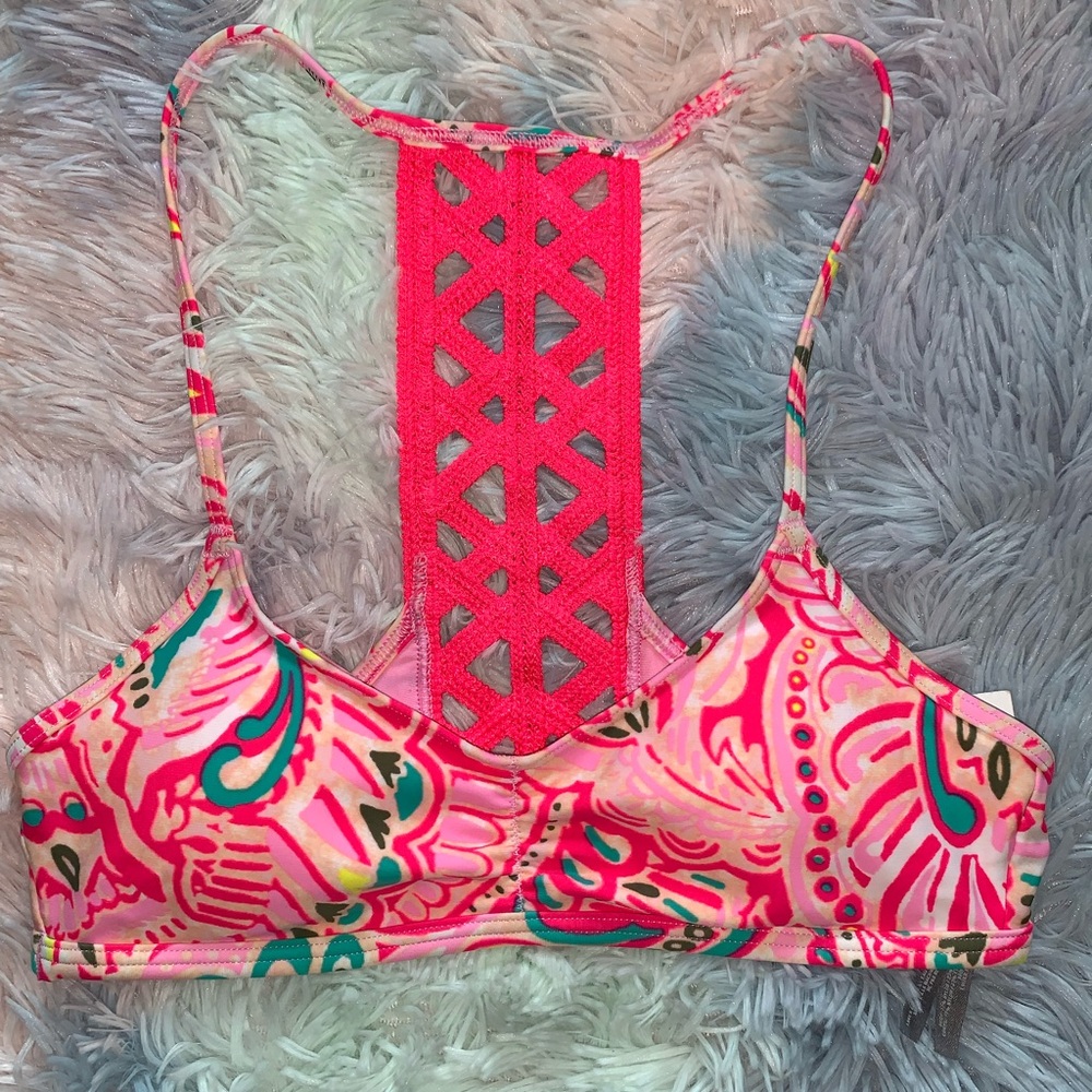 🌺 Aerie Pink Scoop Bikini Top